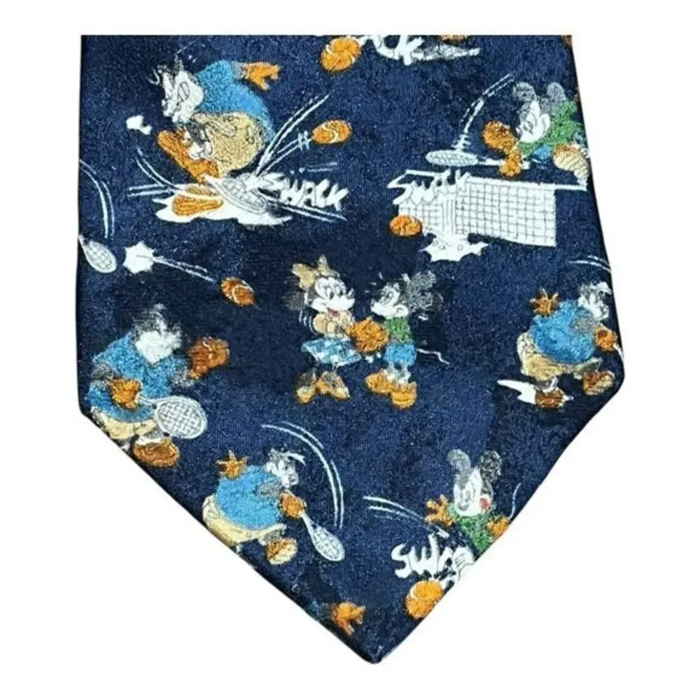 Mickey Unlimited Tennis Tie Mens‎ OS Navy Blue Disney Mickey Minnie Mouse Retro